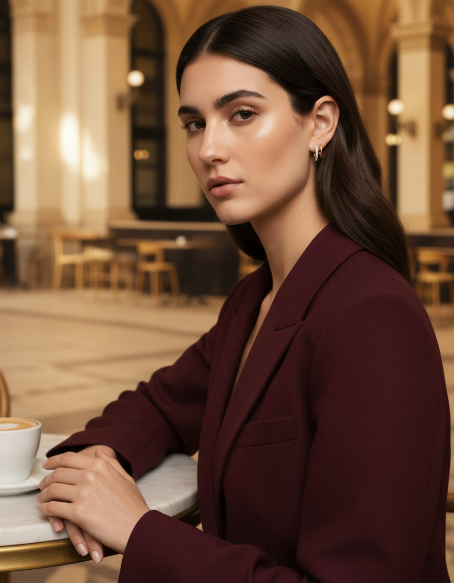 The Modern Muse | 18K Gold CZ Double Hoop Studs