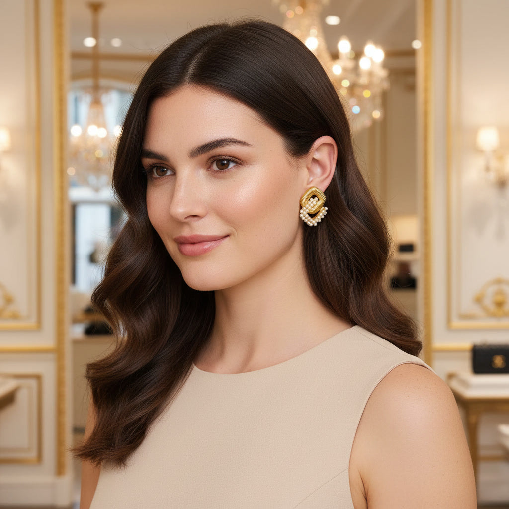 The Vintage Soul | 18K Gold Pearl Chain Earrings