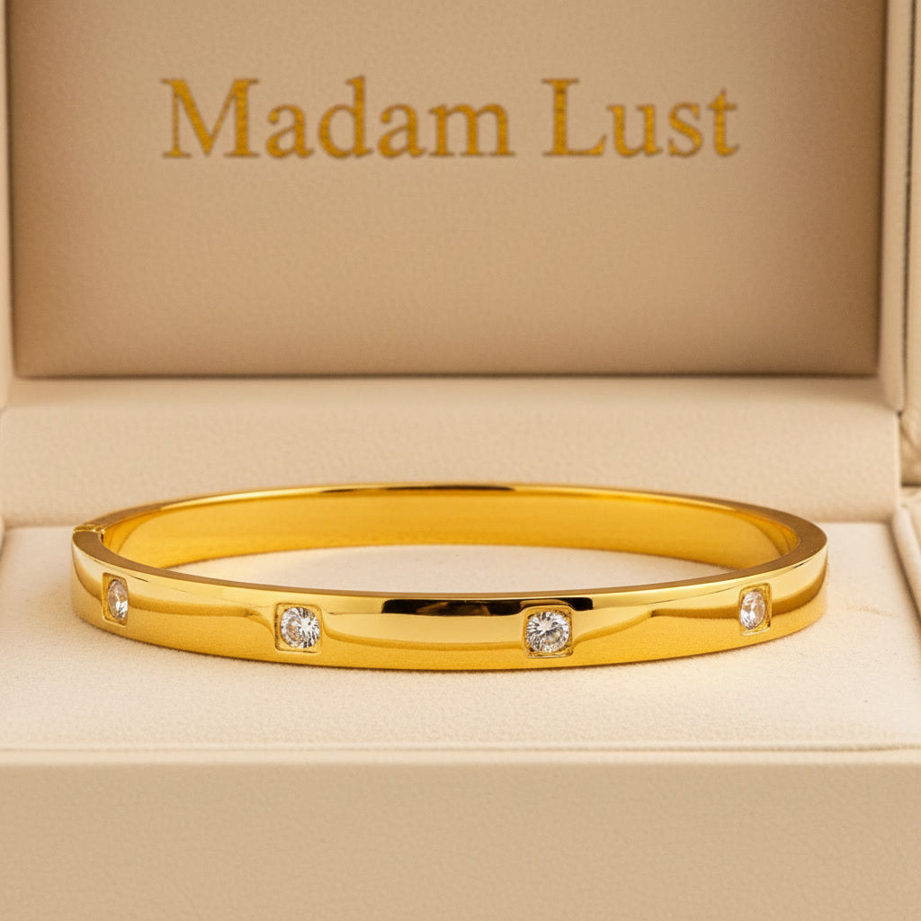 The Muse Bangle | 18K Gold Dahlia Classic CZ Bangle