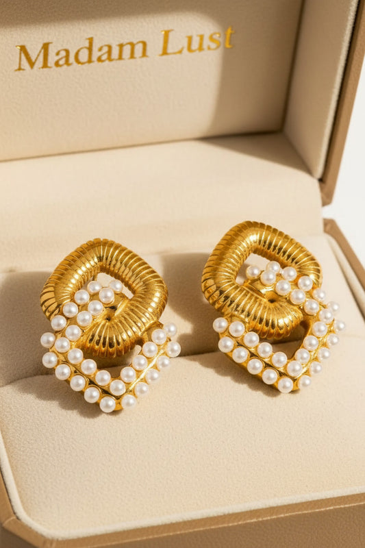 The Vintage Soul | 18K Gold Pearl Chain Earrings