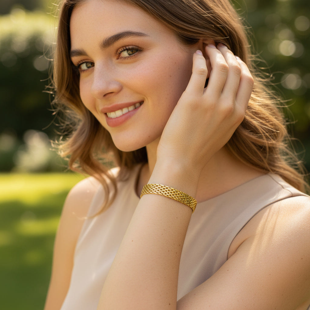 The Aura Chain | 18K Gold Lotus Mesh Bracelet