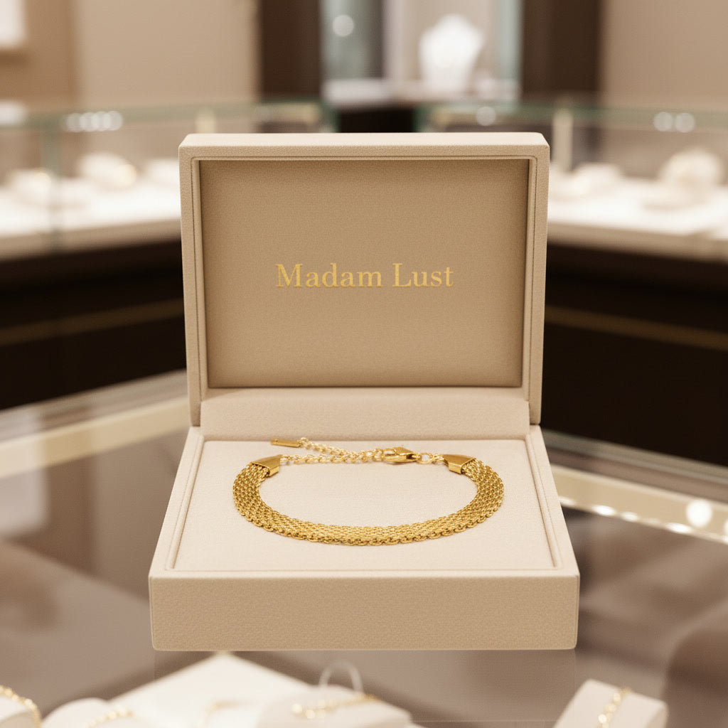 The Aura Chain | 18K Gold Lotus Mesh Bracelet
