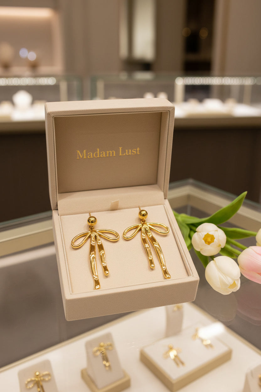 The Vintage Soul | 18K Gold Liquid Bow Drop Earrings