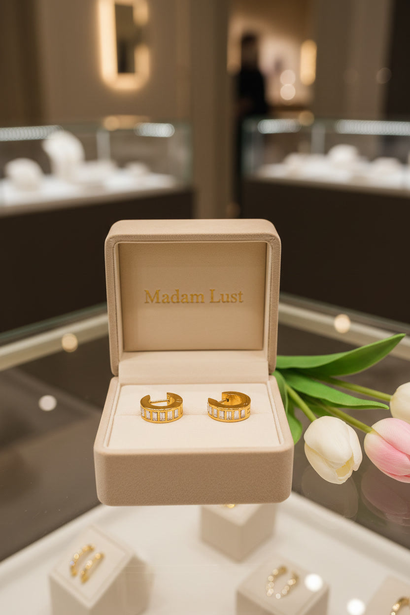 The Modern Muse | 18K Gold Baguette CZ Hoop Earrings