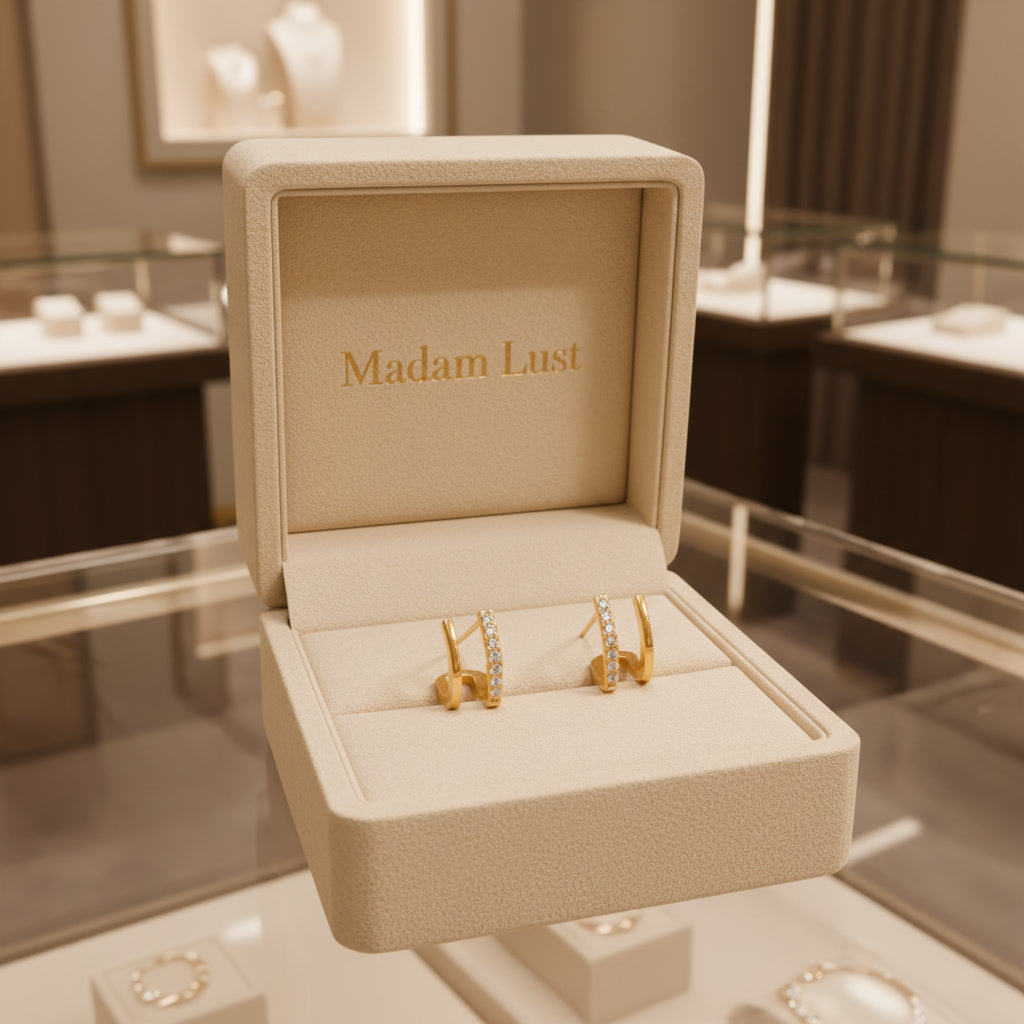 The Modern Muse | 18K Gold CZ Double Hoop Studs