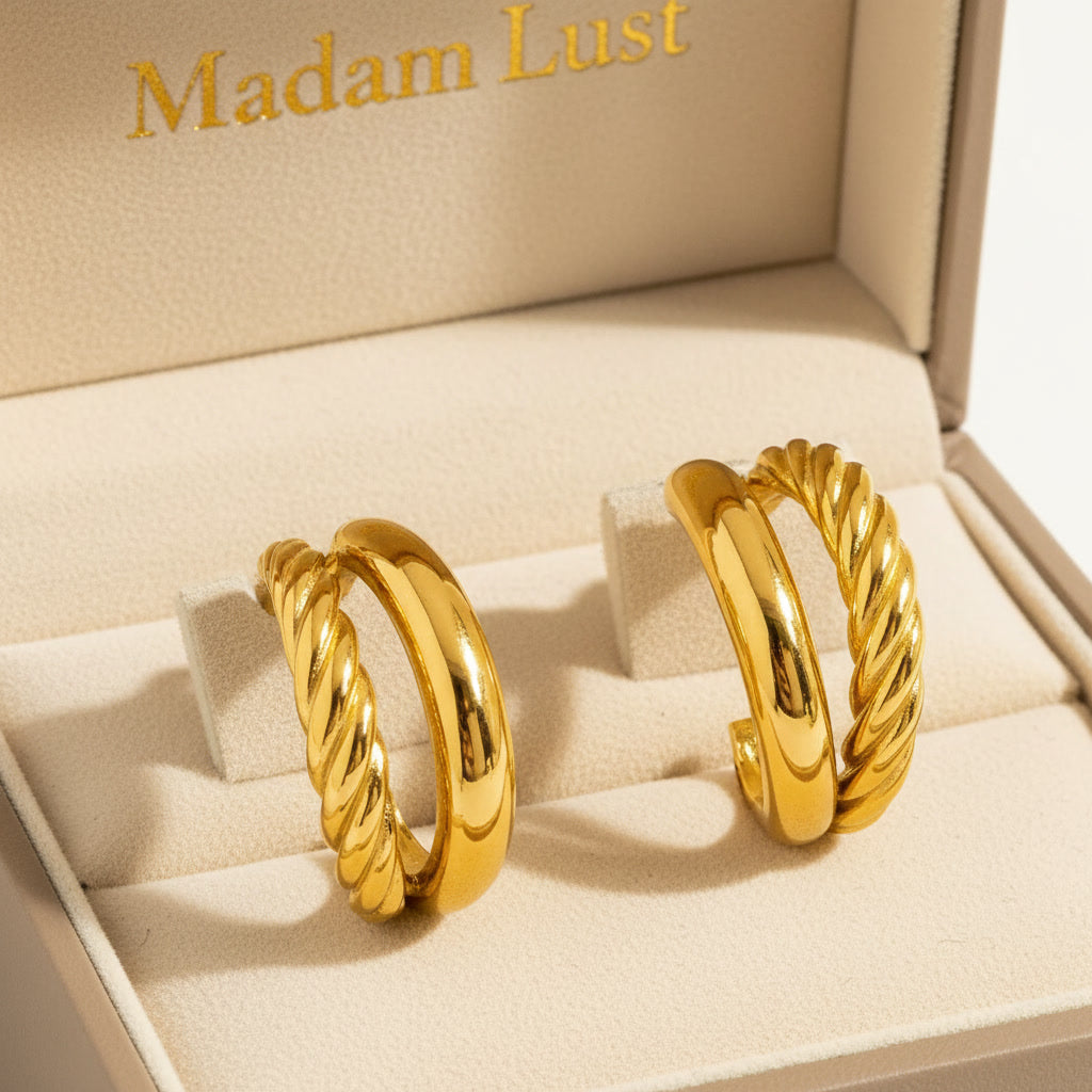 The Modern Muse |The Golden Duality Braided Double Hoops
