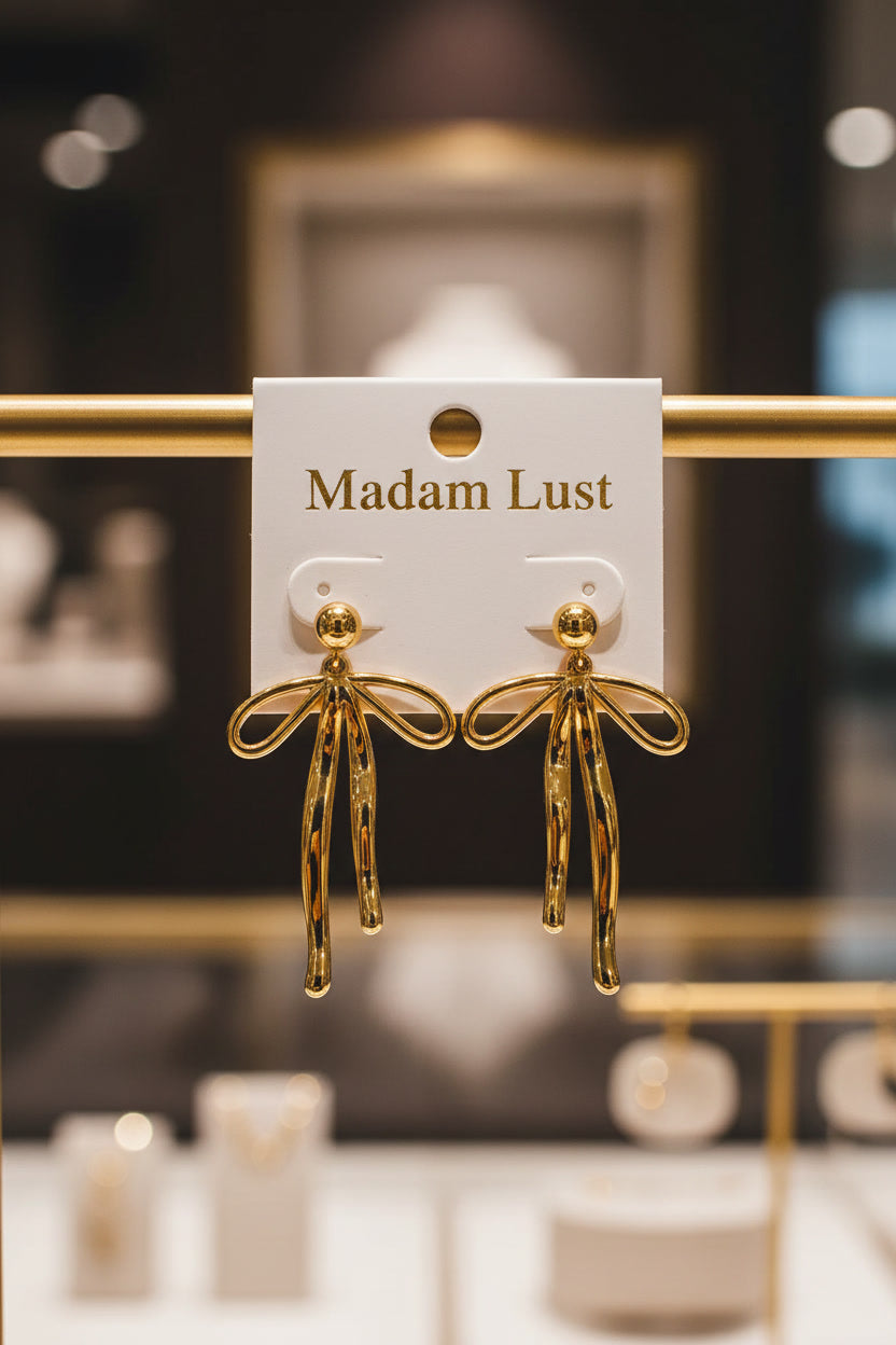 The Vintage Soul | 18K Gold Liquid Bow Drop Earrings
