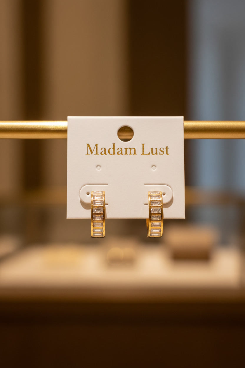 The Modern Muse | 18K Gold Baguette CZ Hoop Earrings