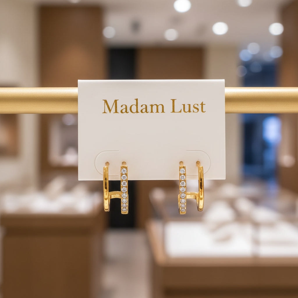 The Modern Muse | 18K Gold CZ Double Hoop Studs